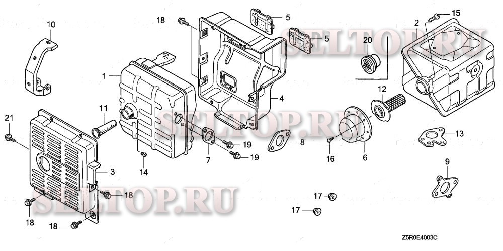 Прочие запчасти (глушитель) (1) для Honda GX390U1 QWA4