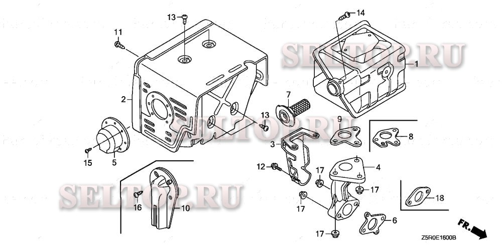 Глушитель (1) для Honda GX390U1 SMD3