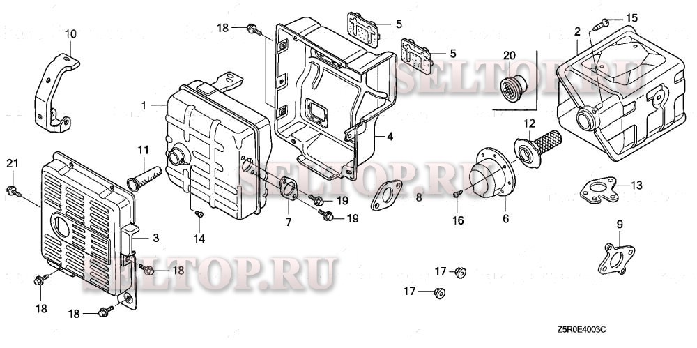 Прочие запчасти (глушитель) (1) для Honda GX390U1 VKX4
