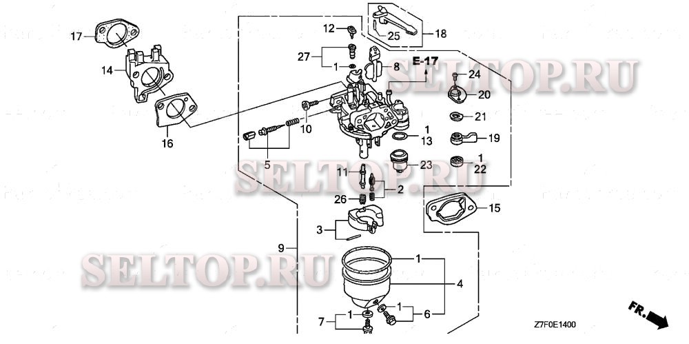 Карбюратор (1) для Honda GX390UH1 QXC9