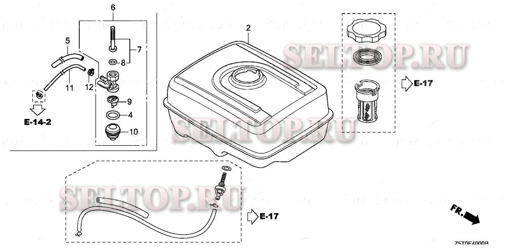 Прочие запчасти (топливный бак) для Honda GX390UT1 QWA4