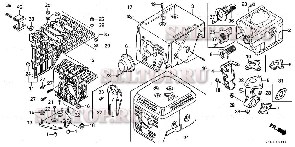 Глушитель (1) для Honda GX390UT1 VXG