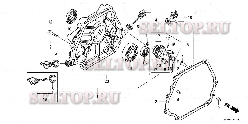 Крышка картера (1) для Honda GX390UT2 QZDS