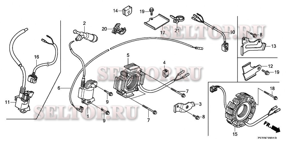 Катушка зажигания (2) для Honda GX390UT2 QZND