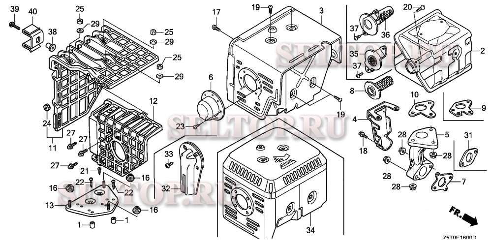 Глушитель (1) для Honda GX390UT2 SMXC