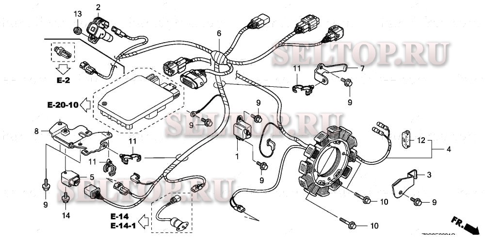 Катушка зажигания, жгут проводов (2) для Honda GX440IU QPDB