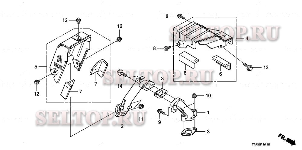 Выхлопная труба для Honda GX440IU VQMG