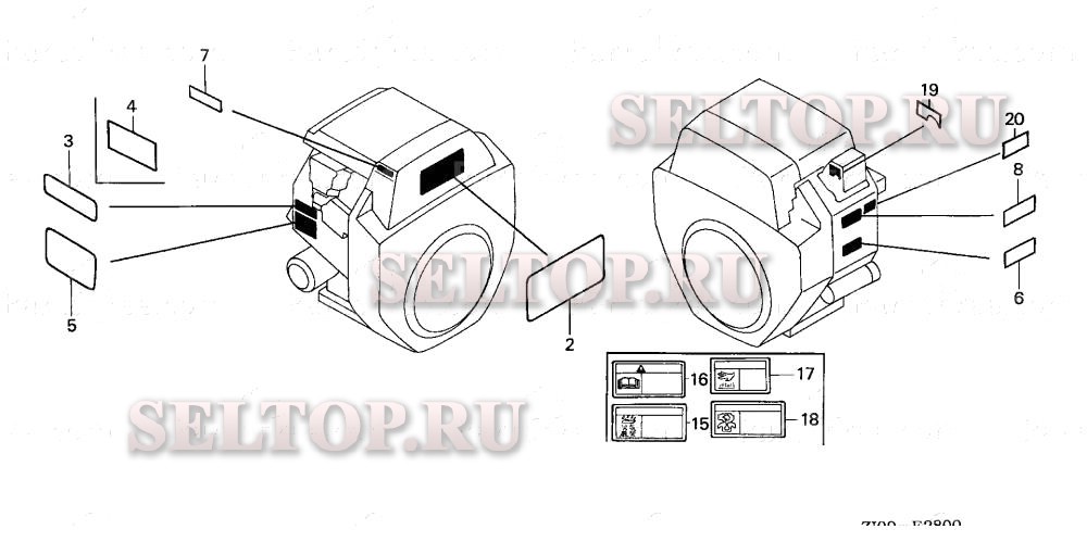 Этикетки (1) для Honda GX610 VD