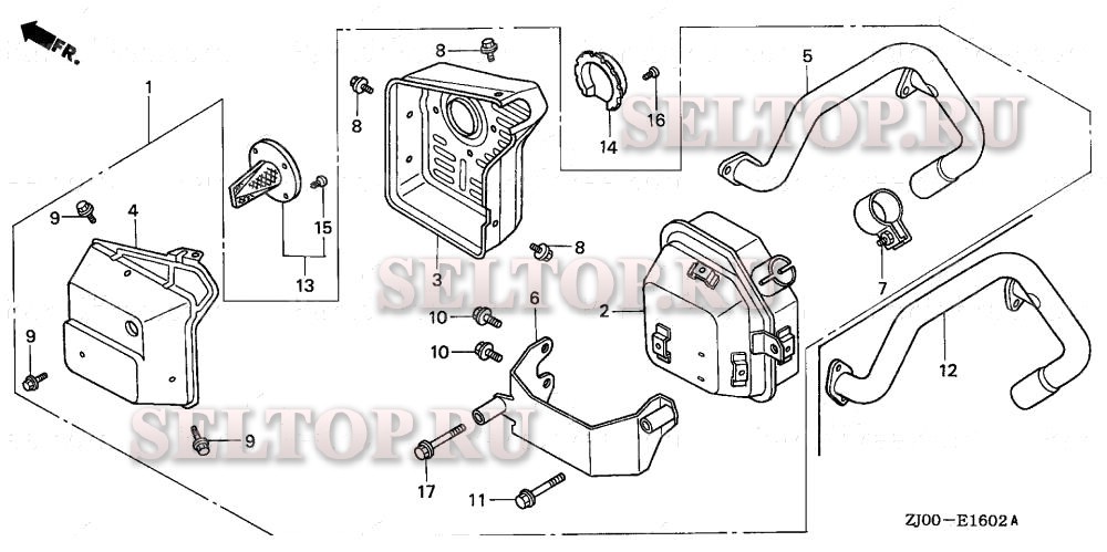 Глушитель (3) для Honda GX610 VXD
