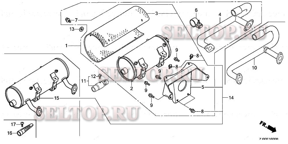 Глушитель (1) для Honda GX610K1 VD/A