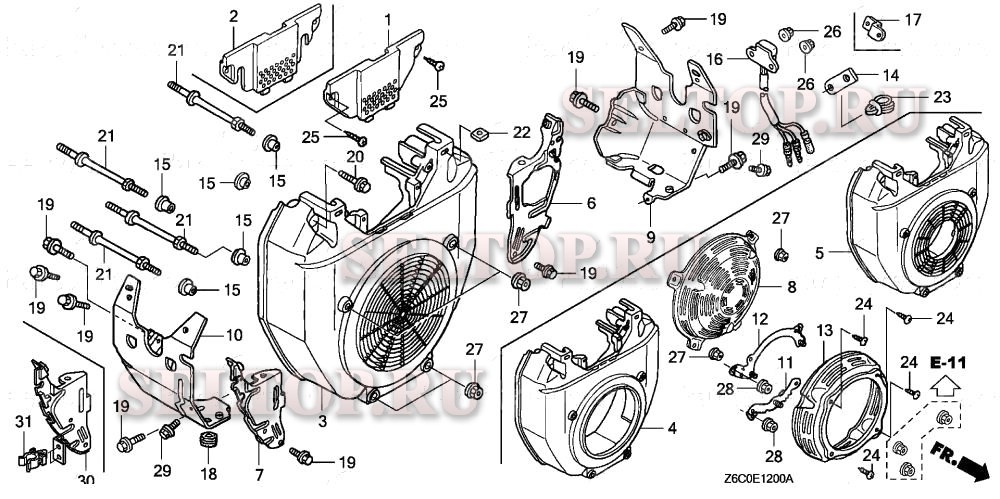 Кожух вентилятора для Honda GX620R1 QDP2
