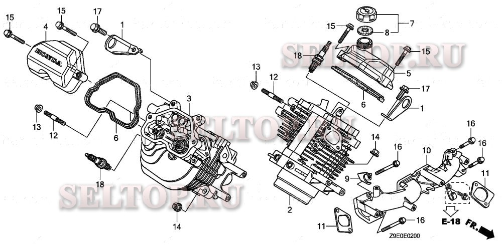 Головка цилиндра для Honda GX630R QYF
