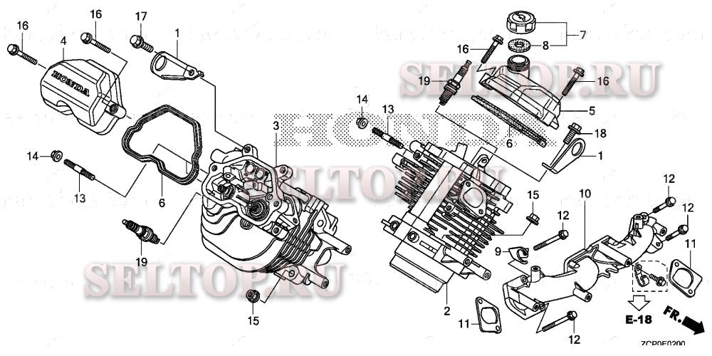 Головка цилиндра для Honda GX630RH QXC2