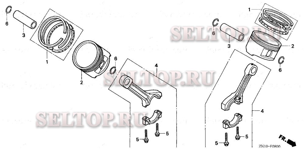 Поршень, шатун для Honda GX670 BDW/A