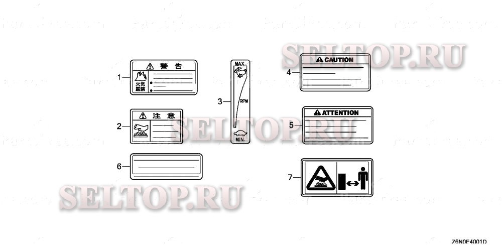 Прочие запчасти (этикетка) для Honda GX690 VXC