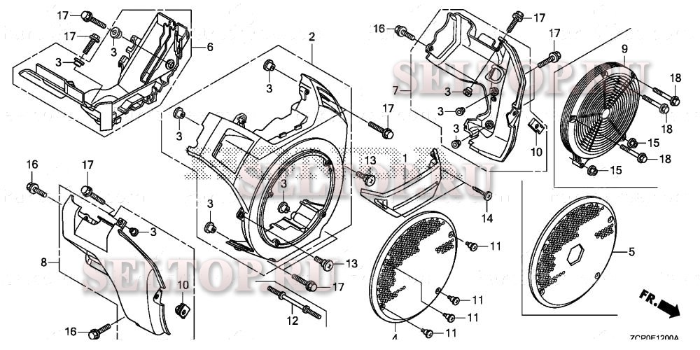 Кожух вентилятора для Honda GX690RH BAF