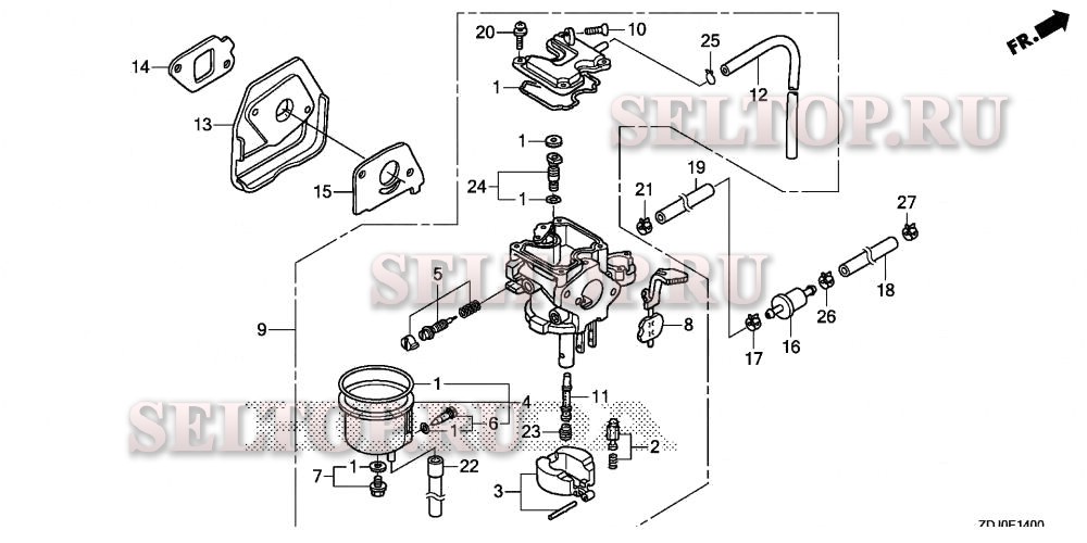 Карбюратор (1) (поплавковый) для Honda GXR120RT KRB5