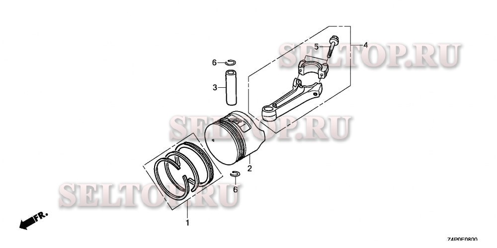 Поршень, шатун для Honda GXV160UH2 N1AB