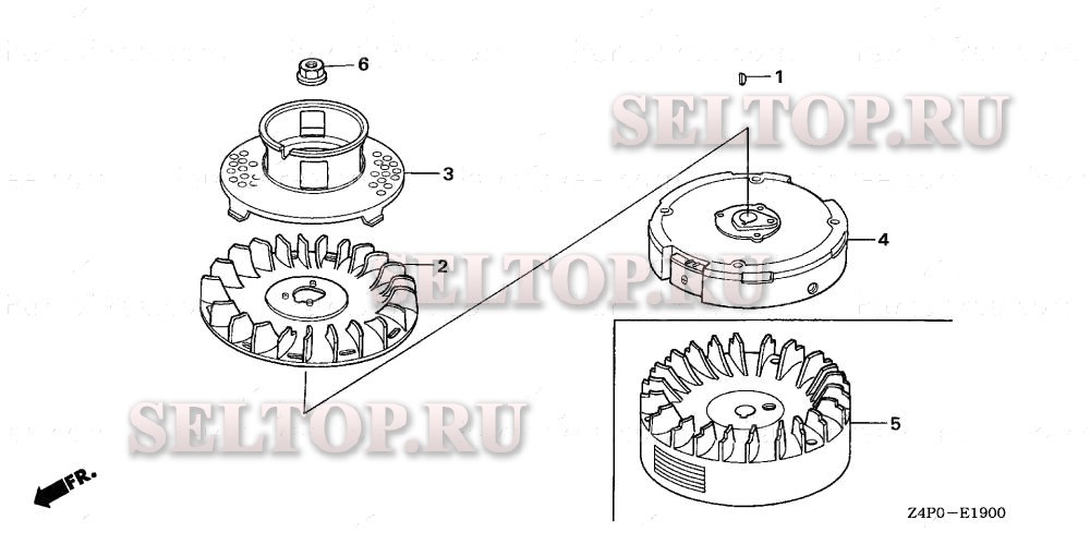Маховик (1) для Honda GXV160UH2 N1F2