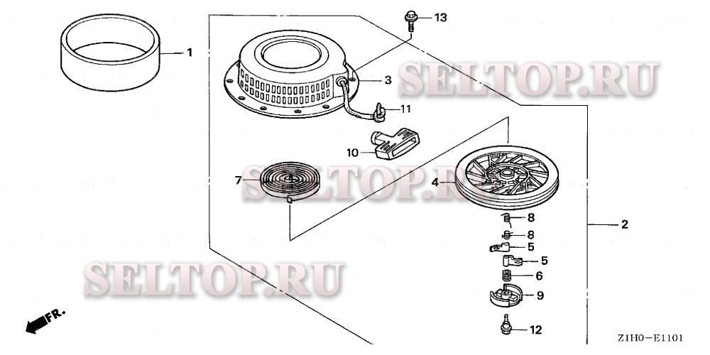Ручной стартер (2) для Honda GXV340A2 DP23