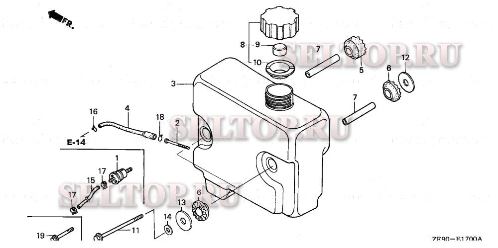 Топливный бак для Honda GXV340K1 DA