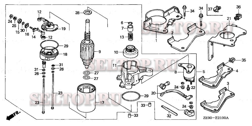 Стартер (1) для Honda GXV340K1 DAET