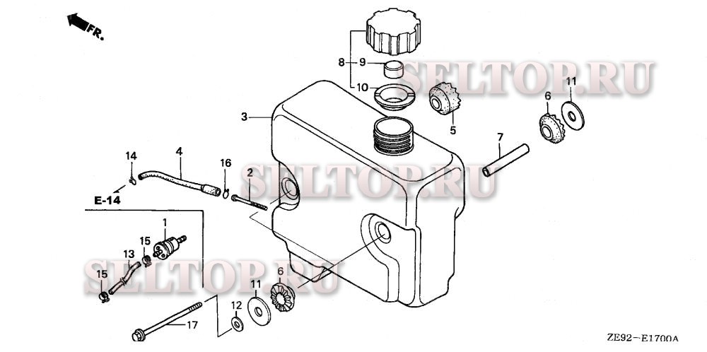 Топливный бак (1) для Honda GXV340K2 DA23