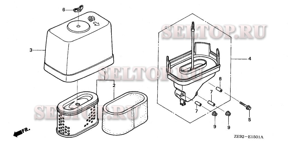 Воздушный фильтр (2) для Honda GXV340K2 DX3