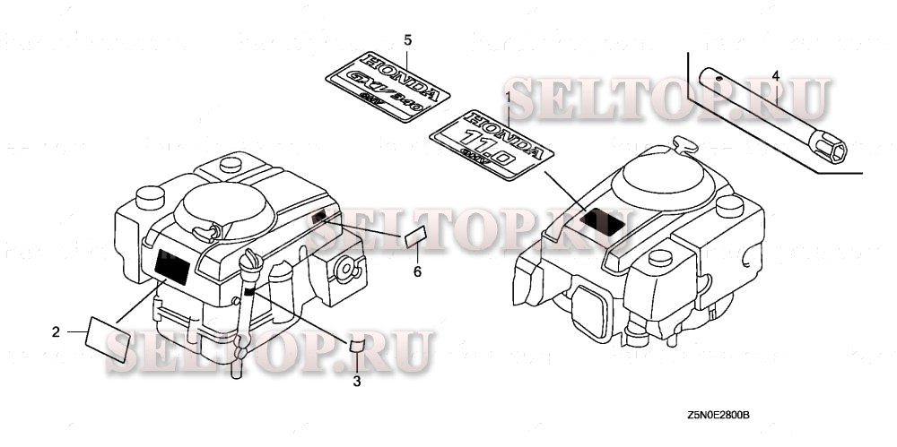 Этикетка, инструмент для Honda GXV340UT2 DAS
