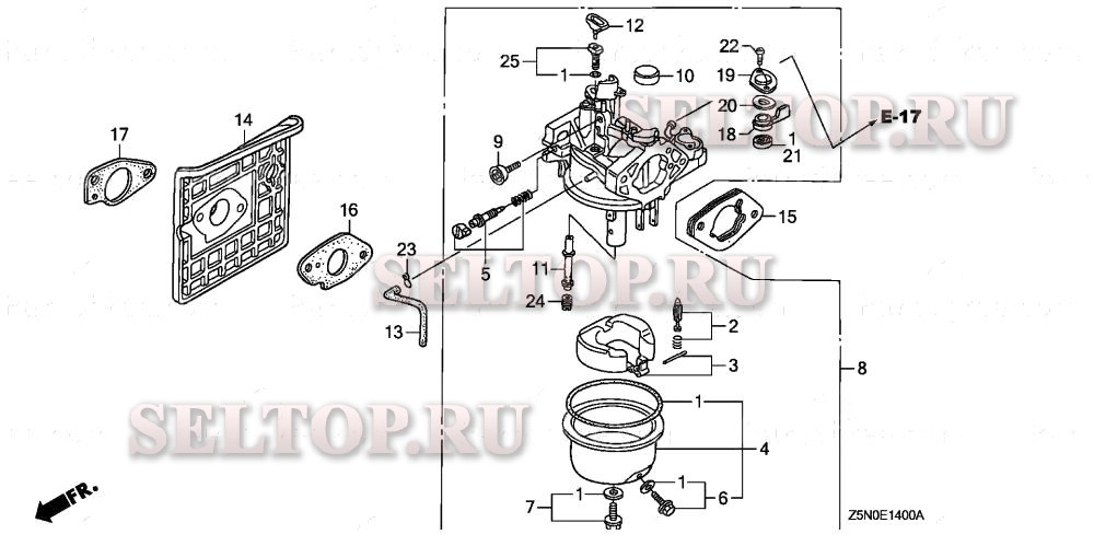 Карбюратор (1) для Honda GXV340UT2 DNG4