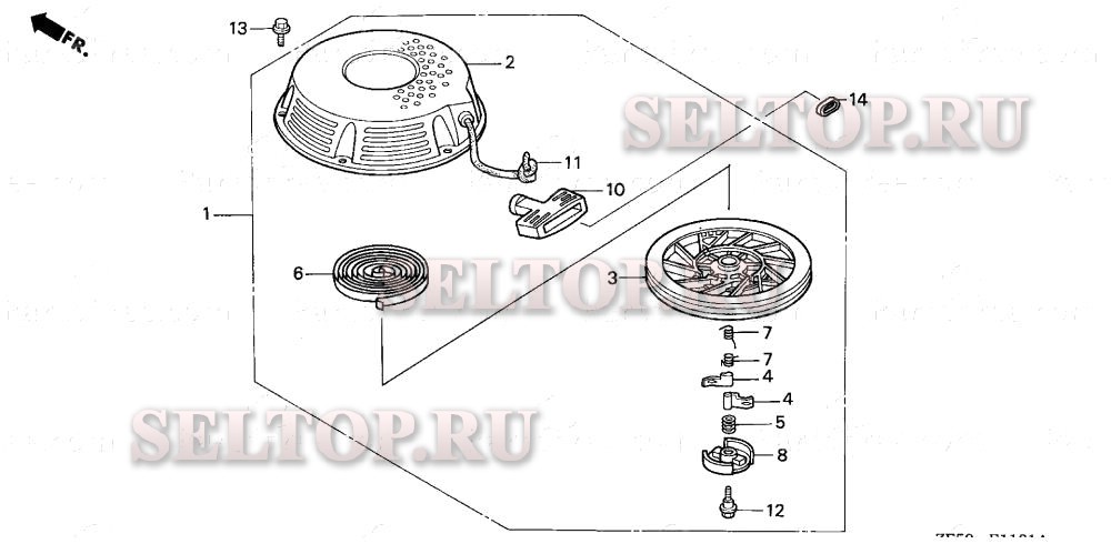 Ручной стартер (2) для Honda GXV390 DAE