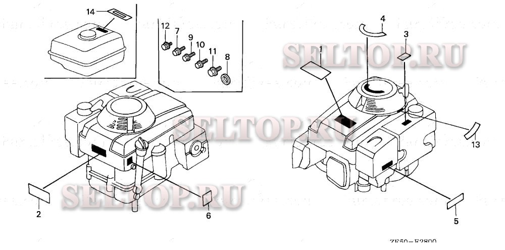 Этикетка для Honda GXV390 DN3