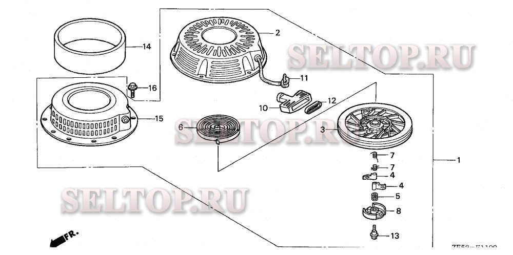 Ручной стартер для Honda GXV390K1 DABG