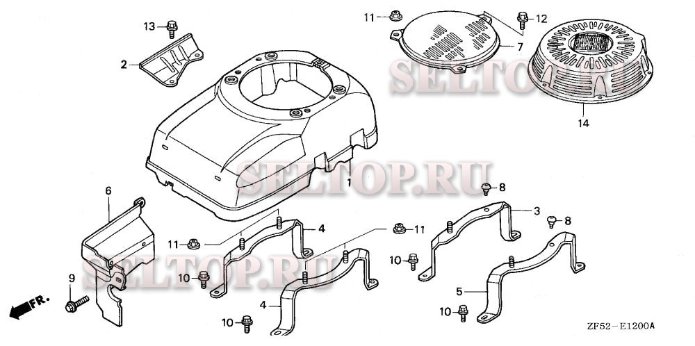 Кожух вентилятора (1) для Honda GXV390K1 DNE3