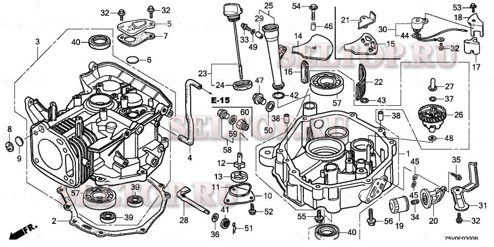 Блок цилиндров, масляный поддон для Honda GXV390RT1 DAE4
