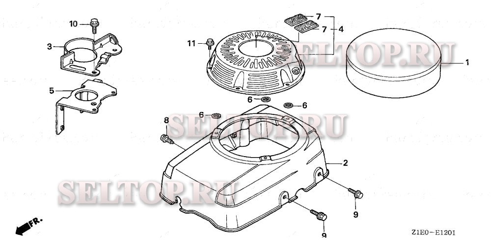 Кожух вентилятора (2) для Honda GXV390T1 DEP3