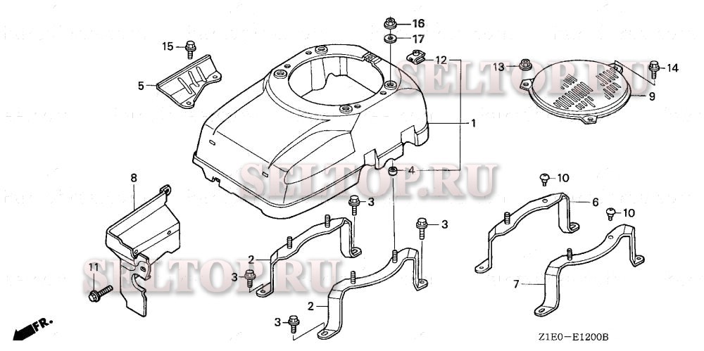 Кожух вентилятора (1) для Honda GXV390T1 DETR