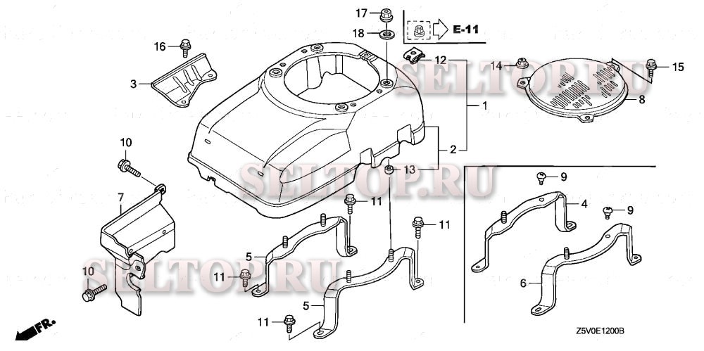 Кожух вентилятора для Honda GXV390UT1 DN4