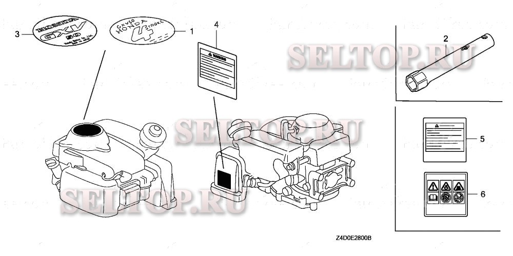 Этикетка, инструмент для Honda GXV50U VE