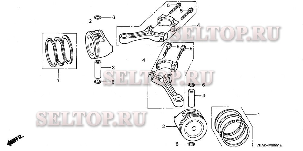 Поршень, шатун для Honda GXV530 QRA4