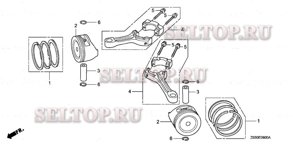 Поршень, шатун для Honda GXV530R DXA1