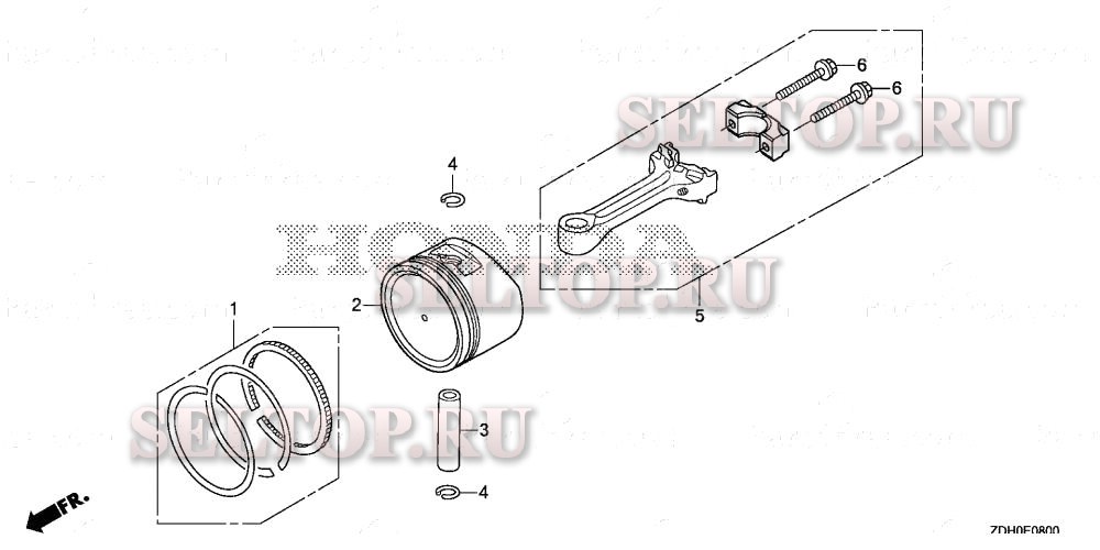Поршень, шатун для Honda GXV57UT N7E1