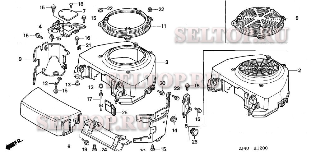 Кожух вентилятора (1) для Honda GXV620 QAF4