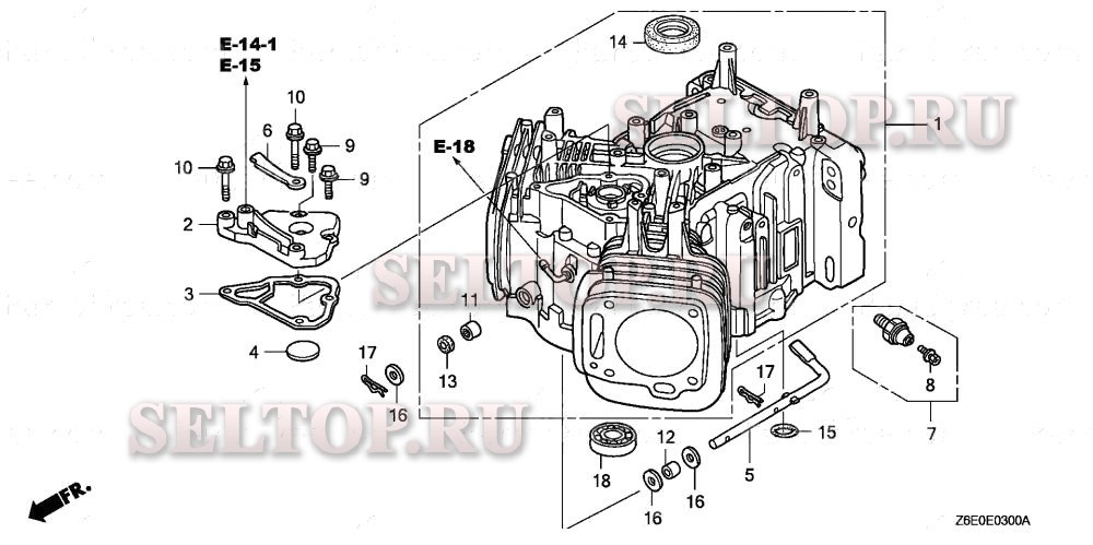 Блок цилиндров для Honda GXV620U1 QAF