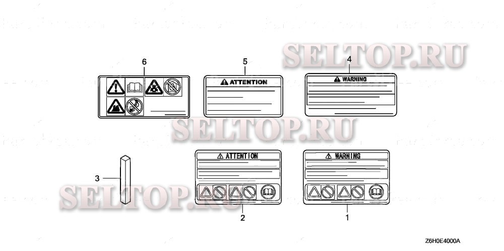 Прочие запчасти (этикетка) для Honda GXV670U TAE2
