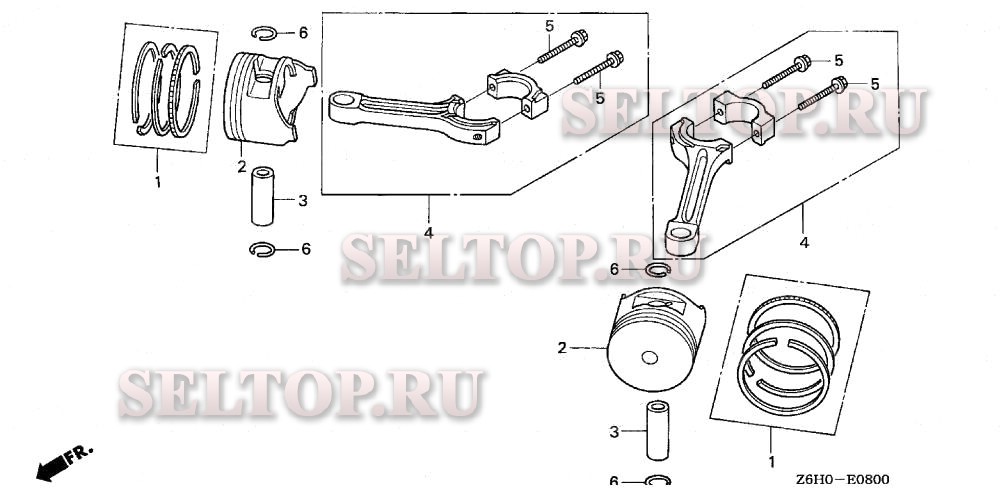 Поршень, шатун для Honda GXV670U TAE2