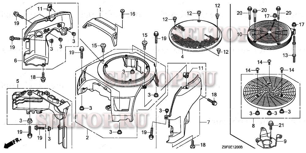 Кожух вентилятора для Honda GXV690R TAF