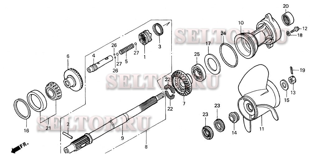 Карданный вал (1), гребной винт для Honda BF115A1 LA