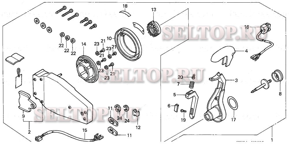 Дистанционное управление (заподлицо) (левая) для Honda BF115A1 XA