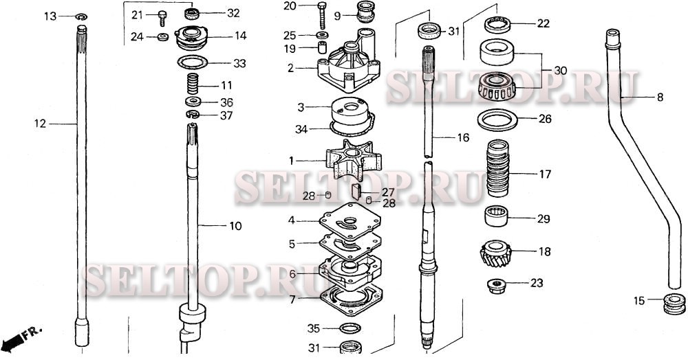 Водяной насос, вертикальный вал для Honda BF115A1 XA